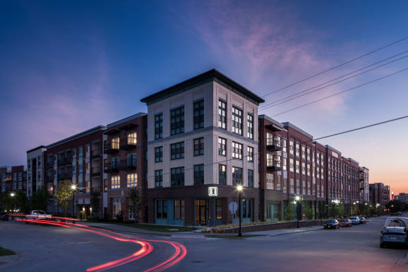 Sunset Exterior of Berkshire Pullman at night in Frisco, TX